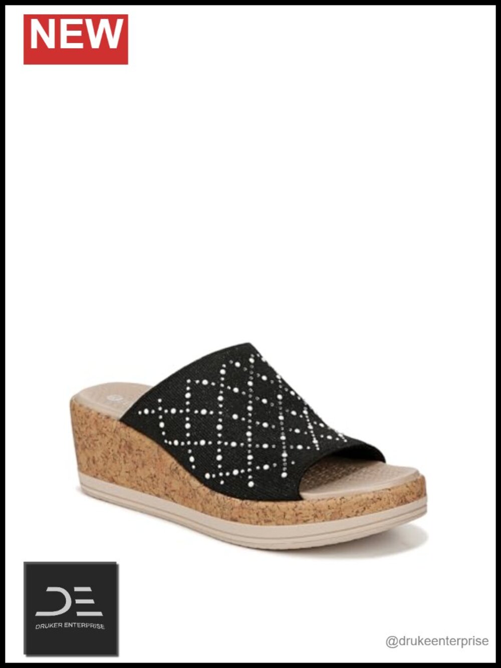 LifeStride BZees Royal Wedge Sandals Womens Slip On Rhinestone